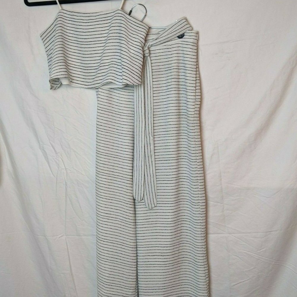 Striped 2-piece Set- Wide leg bottoms, Crop Top
